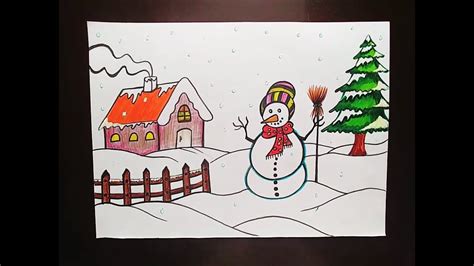 Easy Winter Season Drawing For Kids بالعربي نتعلم Seasons Drawing For Kids - Seasons Drawing For Kids