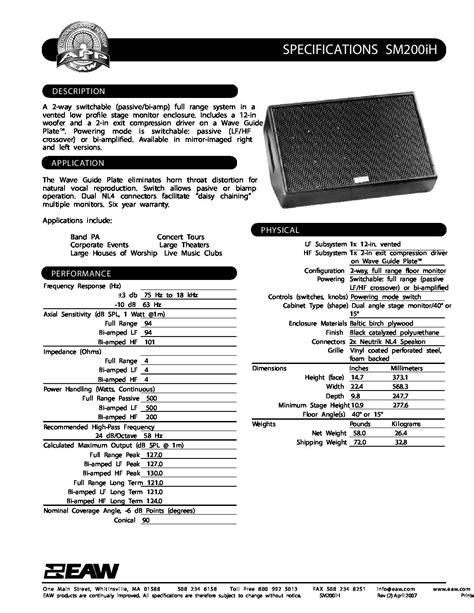 Read Eaw Sm200Ih User Guide 