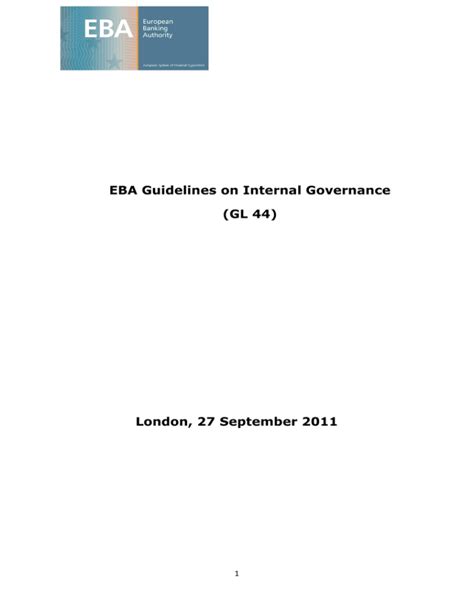 eba guidelines on internal governance (gl44) l44 system
