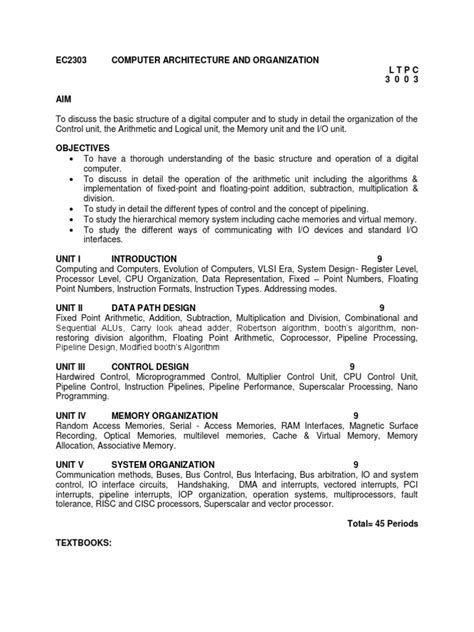 ec2303 computer architecture and organization question bank