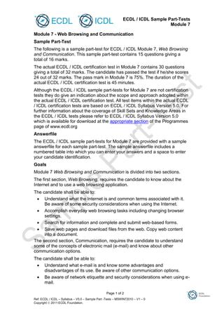 ecdl answers module 7 mock