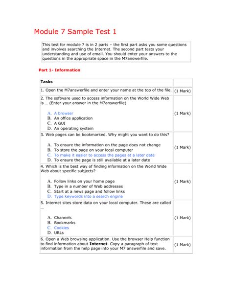 Ecdl Sample Tests Module 7 With Answers