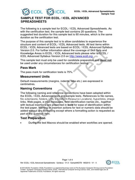Full Download Ecdl Advanced Sample Papers 