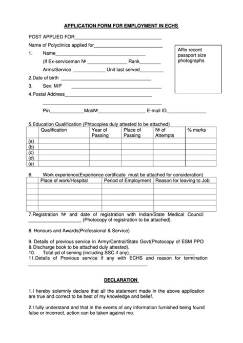 Echs Application Form