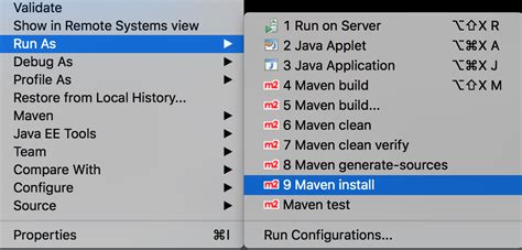 eclipse Java maven project building with clean, install, run as