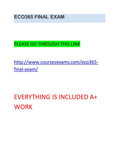 Eco 365 Final Exam Analysis