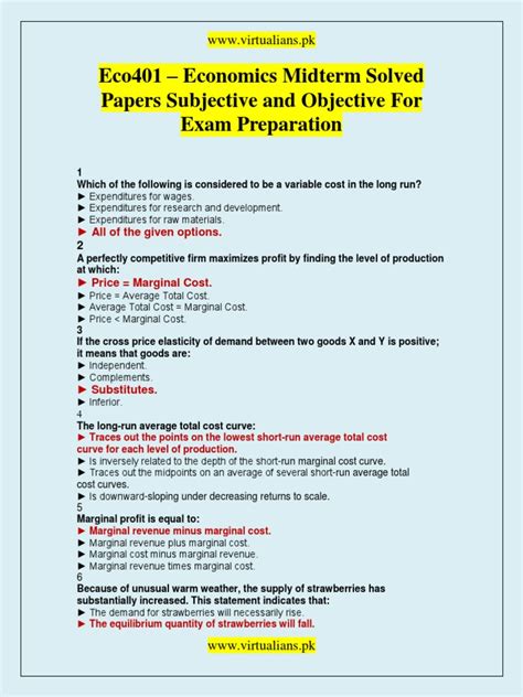 Full Download Eco401 Midterm Subjective Solved Papers 