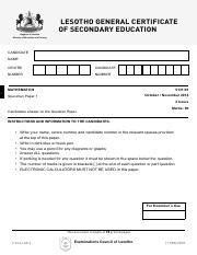 Download Ecollesotho Junior Certificate Question Papers 