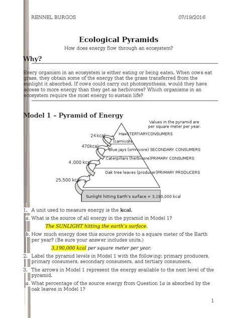 Ecological Answer Key