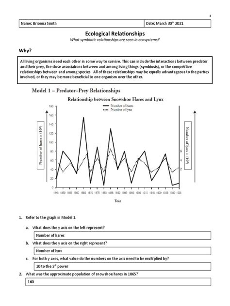 ecological relationships packet answer key