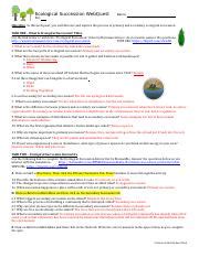 Ecological Succession Webquest Answer Key