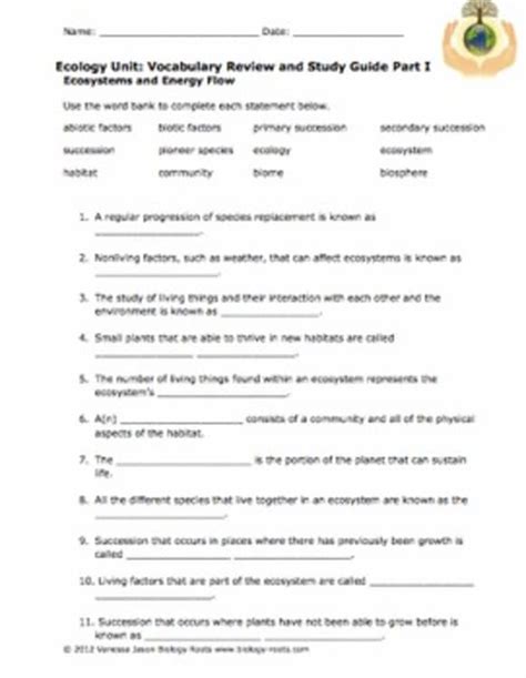 Ecology Unit Test Study Guide Key Pubjury