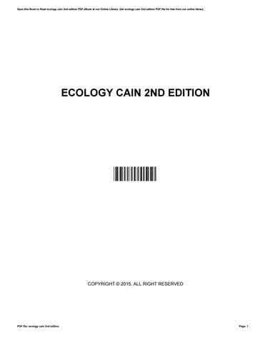 Read Online Ecology Second Edition Cain 