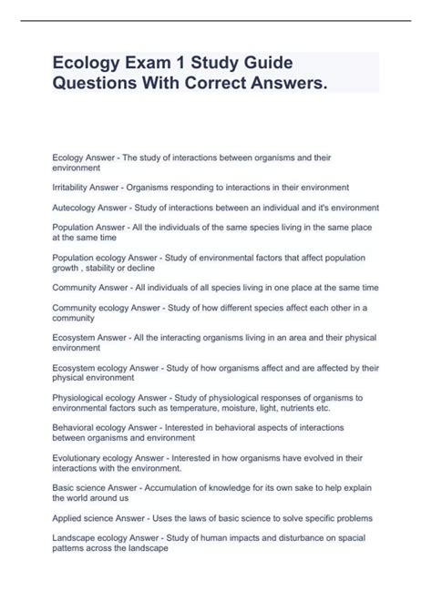 Read Ecology Unit Test Study Guide Answers 