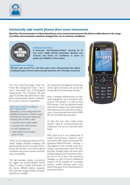 ecom ex-hspa 08 atex hazardous area mobile phone