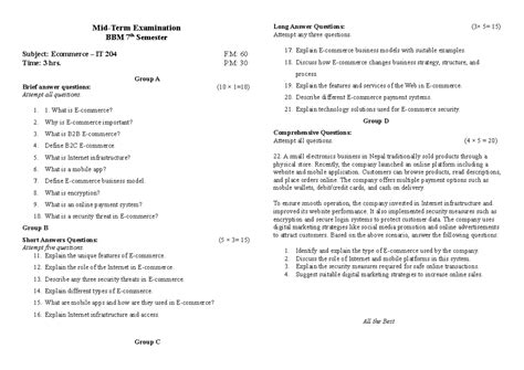 ecommerce midterm exam questions