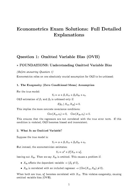 Econometrics Exam Solutions
