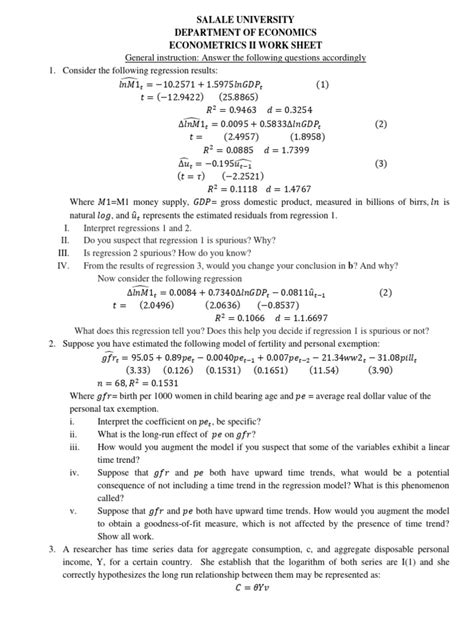 Econometrics Ii Exam