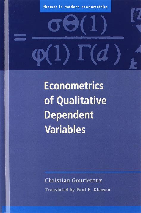 Econometrics Of Qualitative Dependent Variables