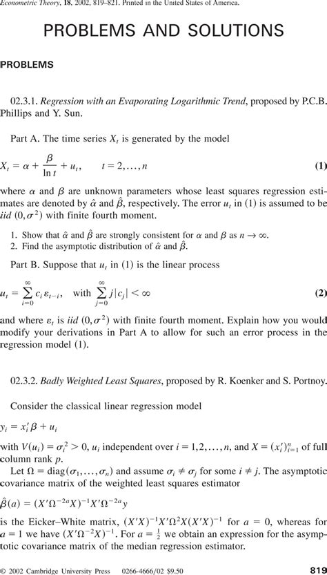 Econometrics Problems And Solutions