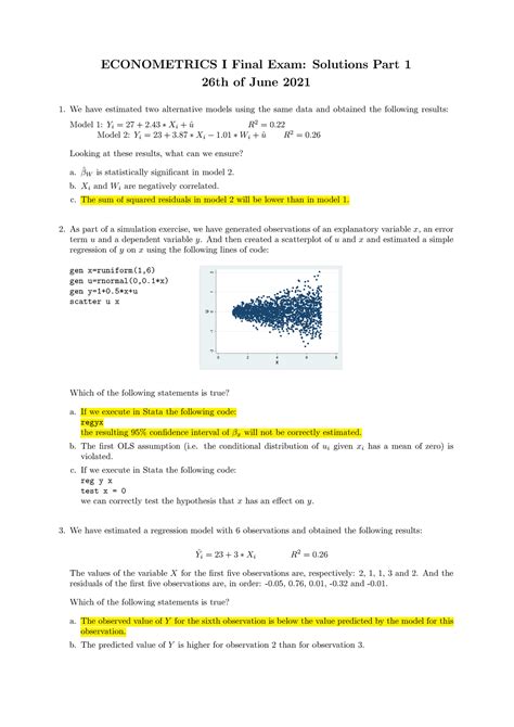 Full Download Econometrics Final Exam And Solutions 