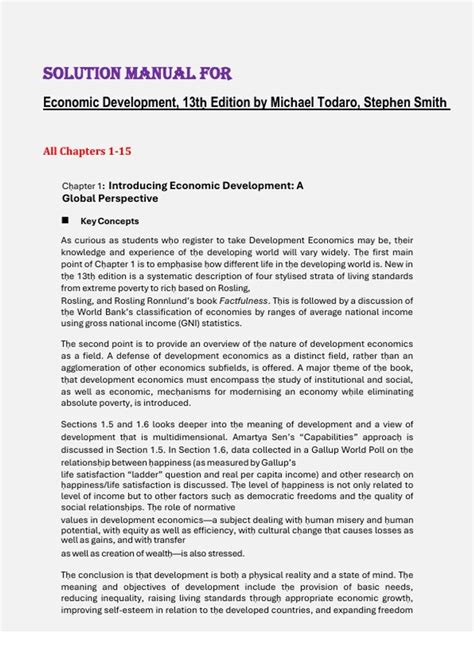 economic development todaro solution manual