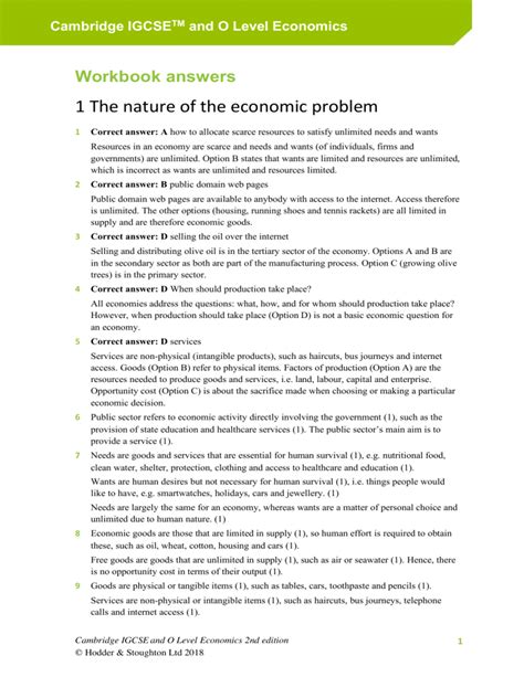 economic workbook answers