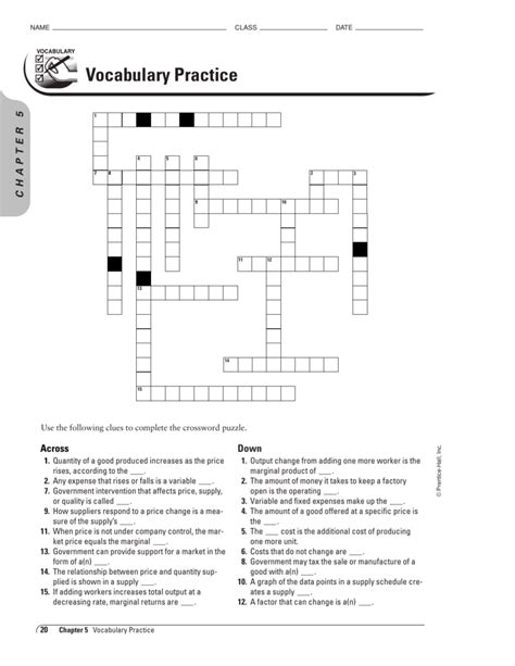 Full Download Economic Vocabulary Activity Chapter 5 Supply Crossword Answers 