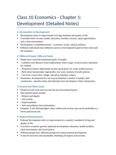 Economics Class 10 Notes