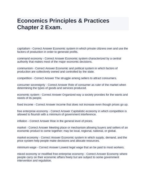 economics principles and practices chapter 2 test