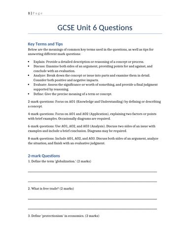 economics unit 6 cscope answer keys