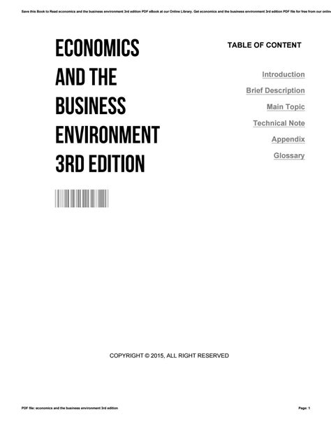 Read Online Economics And The Business Environment 3Rd Edition 