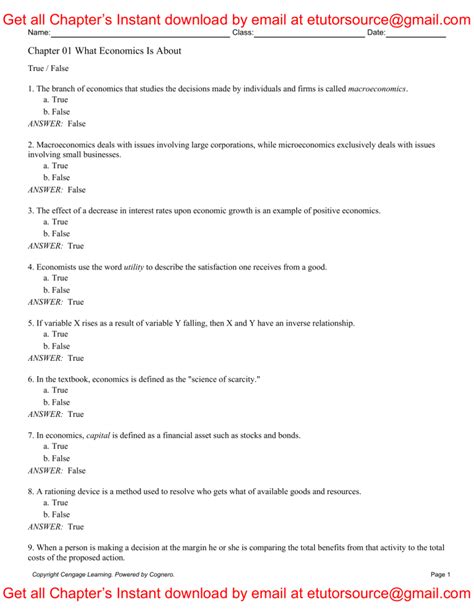 Download Economics Chapter 1 Test 