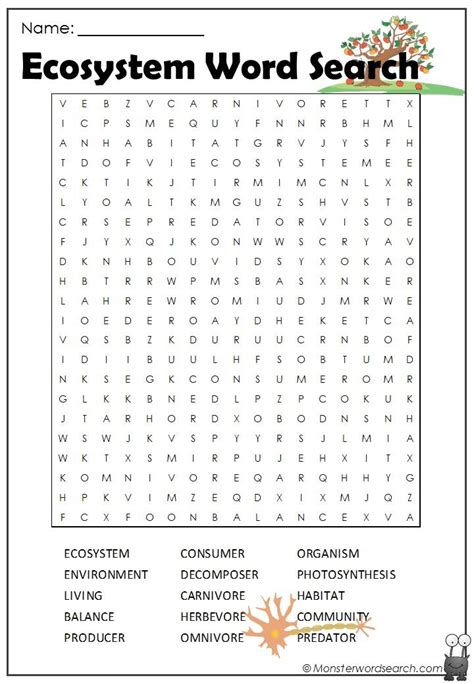Ecosystem Word Search Answer Key