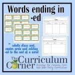 ed Word Endings The Curriculum Corner 123