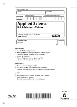 edexcel applications of science btec past papers