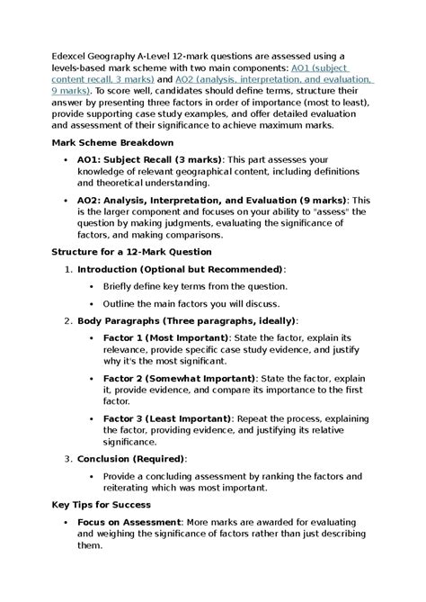 Edexcel As Geography Mark Scheme June 2013