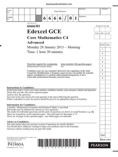 edexcel c4 advanced paper january 2014