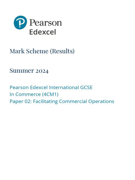 Edexcel Commerce May 2013 Mark Scheme
