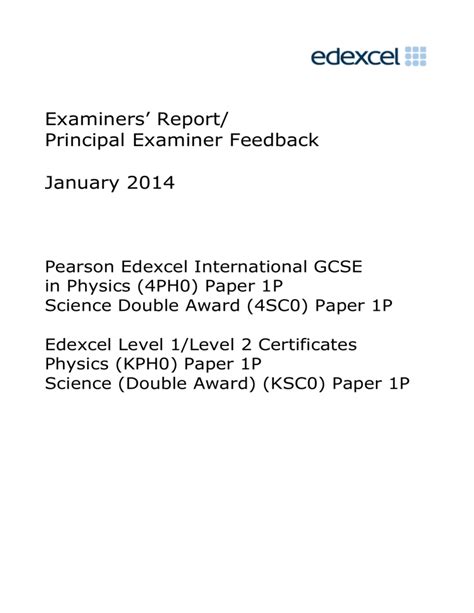 Edexcel Gce Physics January 2014