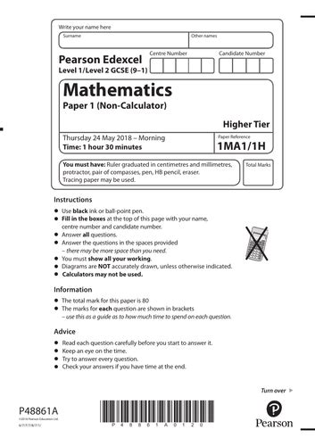 Edexcel Gcse Maths Practice Paper 3h Calculator