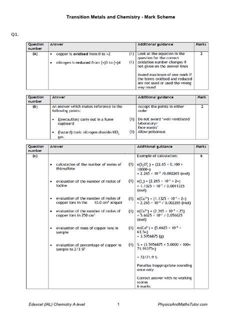 edexcel ial chemistry mark scheme january 2014