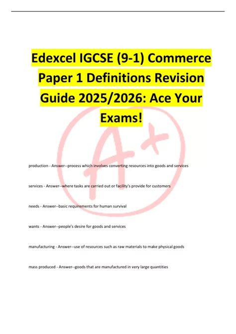 Edexcel Igcse Commerce Revision Notes
