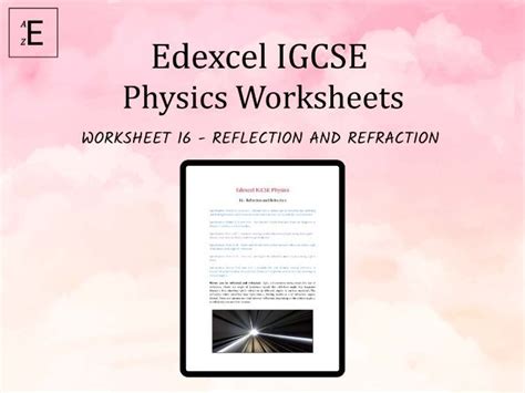 Edexcel Igcse Physics Worksheet 16 Reflection And Refraction Reflection And Refraction Worksheet Middle School - Reflection And Refraction Worksheet Middle School