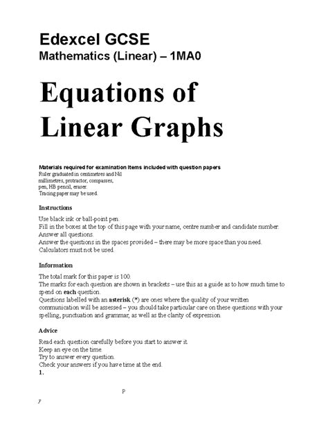 Edexcel Mathematics Linear 1ma0 Paper 1f Set