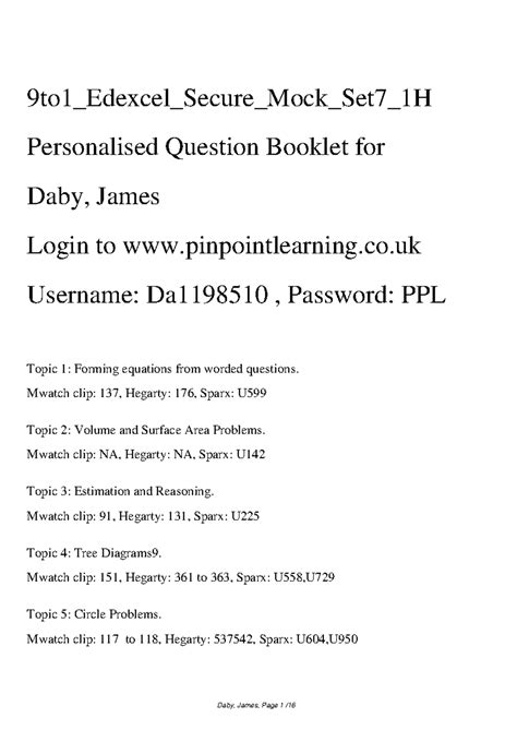 edexcel secure content username and password