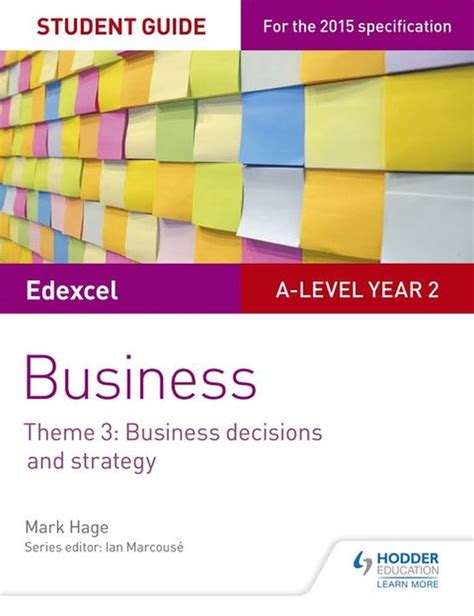Read Edexcel A Level Business Student Guide Theme 3 Business Decisions And Strategy 