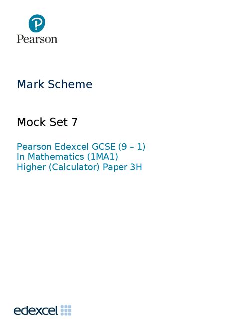 Read Edexcel C4 Mock Paper Mark Scheme 