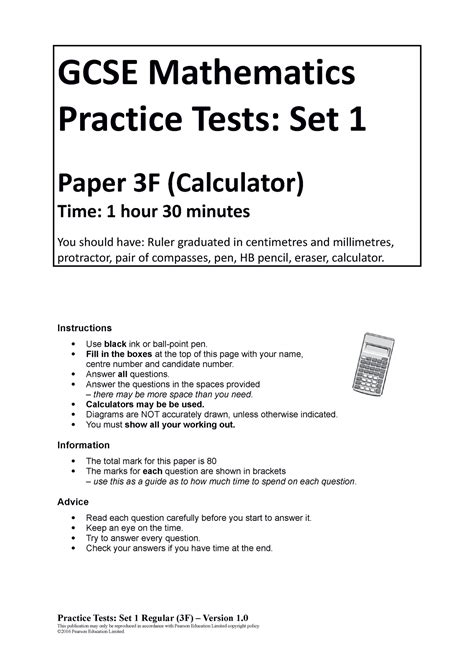 Full Download Edexcel Gcse Maths Practice Paper 3H Calculator 