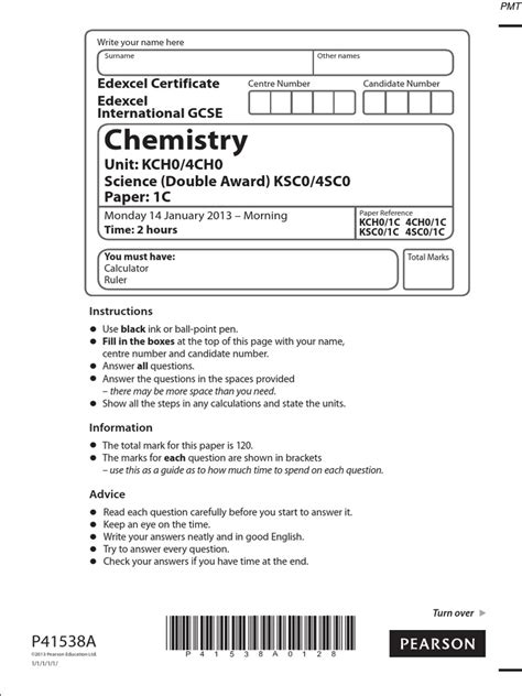 Full Download Edexcel Igcse Chemistry Paper 1C 2013 